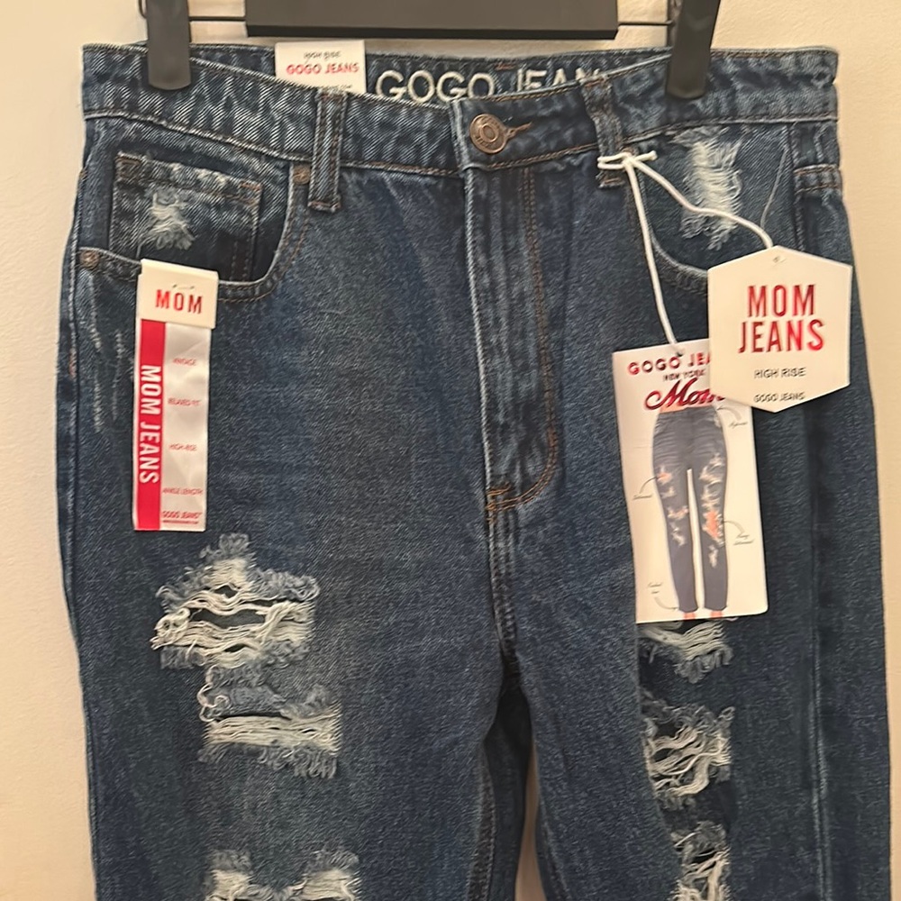 GOGO Blue Ankle Cropped Jeans with Distressed Details